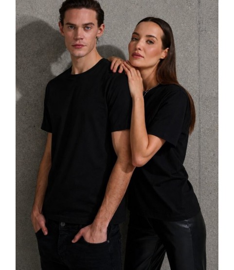 Unisex Kısa Kollu Bisiklet Yaka Basic Viskon Bluz