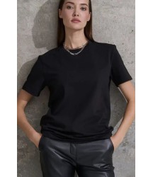 Unisex Kısa Kollu Bisiklet Yaka Basic Viskon Bluz