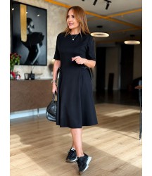 Kadın Kısa Kollu Bisiklet Yakalı Yandan Toka Detaylı Kısa Modal Elbise