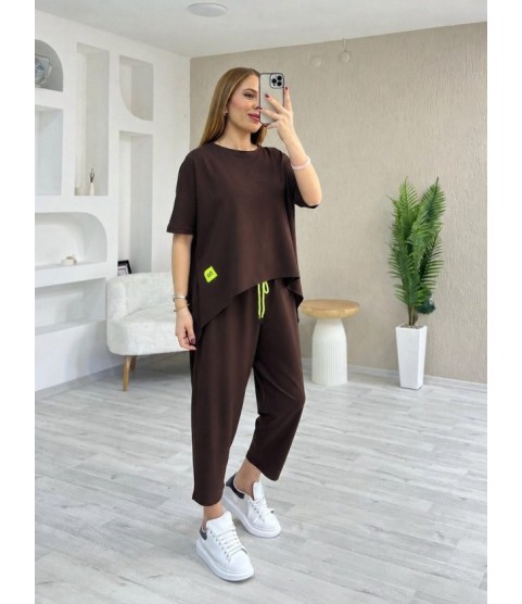Kadın Kısa Kollu Bisiklet Yaka Viskon Iki Iplik Bluz Ve Pantolon Ikili Takım Kadın Kısa Kollu Bisiklet Yaka Viskon Iki Iplik Bluz Ve Pantolon Ikili Takım
