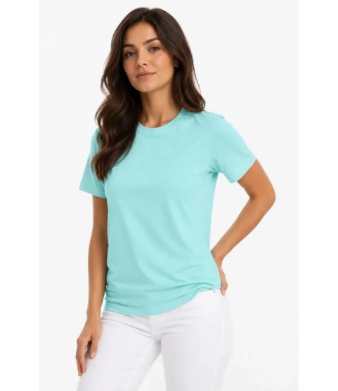 T-Shirt Bisiklet Yaka Slim Fit Likralı Tişört Günlük Basic Body - Turkuaz