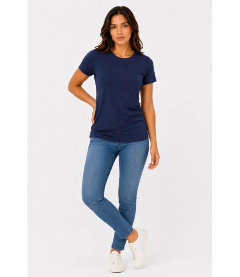 Basic Tişört Bisiklet Yaka Kısa Kol Günlük Yazlık Slim Fit T-Shirt - Lacivert