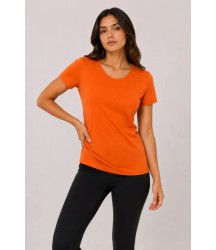 Basic Tişört Bisiklet Yaka Kısa Kol Günlük Yazlık Slim Fit T-Shirt - Turuncu