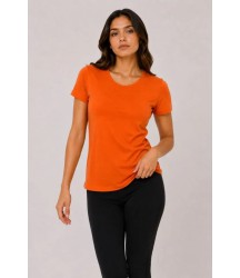 Basic Tişört Bisiklet Yaka Kısa Kol Günlük Yazlık Slim Fit T-Shirt - Turuncu