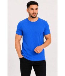 Erkek Basic Tişört Bisiklet Yaka Kısa Kol Günlük Yazlık Slim Fit T-Shirt - Saks Mavisi