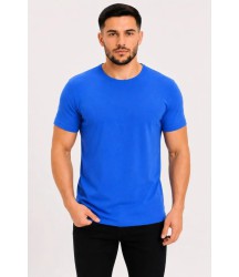 Erkek Basic Tişört Bisiklet Yaka Kısa Kol Günlük Yazlık Slim Fit T-Shirt - Saks Mavisi