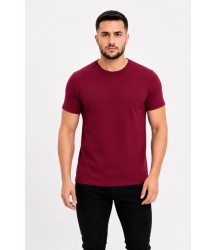 Erkek Basic Tişört Bisiklet Yaka Kısa Kol Günlük Yazlık Slim Fit T-Shirt - Bordo