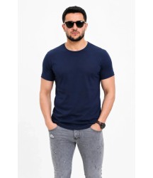 Erkek Basic Tişört Bisiklet Yaka Kısa Kol Günlük Yazlık Slim Fit T-Shirt - Lacivert