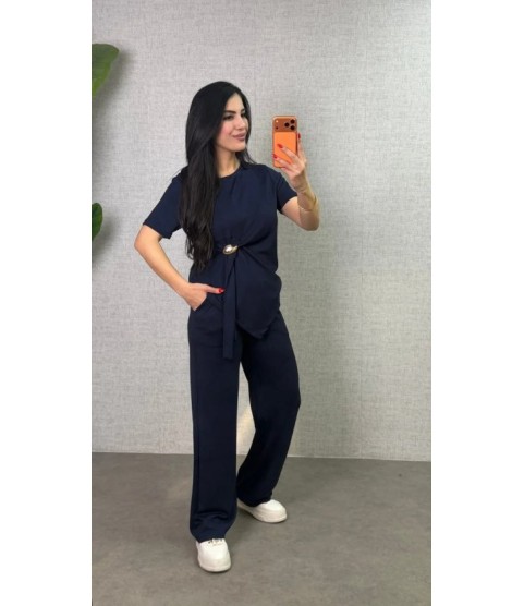 Kadın Kısa Kollu Bisiklet Yaka Yandan Toka Detaylı Viskon Iki Iplik Bluz Ve Pantolon Ikili Takım Kadın Kısa Kollu Bisiklet Yaka Yandan Toka Detaylı Viskon Iki Iplik Bluz Ve Pantolon Ikili Takım