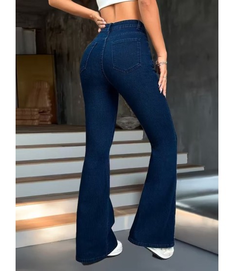 Kadın Yüksek Bel Paçaya Doğru Geniş Kot Pantolon