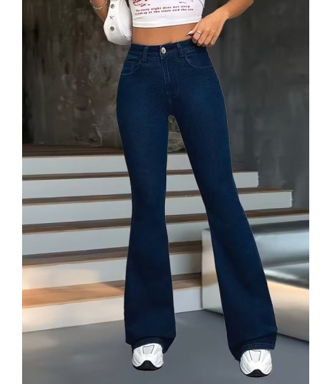 Kadın Yüksek Bel Paçaya Doğru Geniş Kot Pantolon