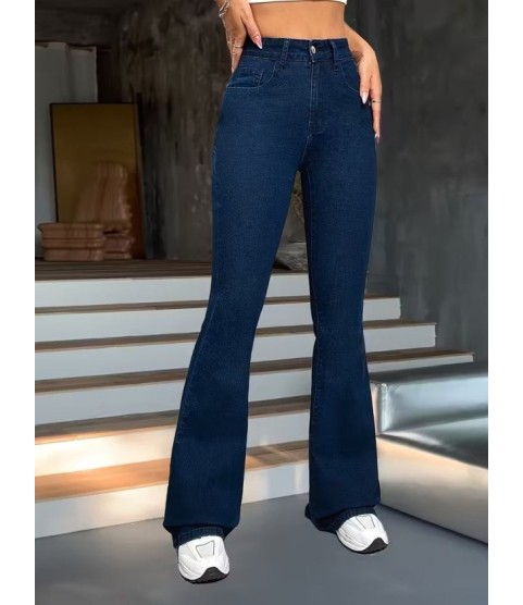 Kadın Yüksek Bel Paçaya Doğru Geniş Kot Pantolon