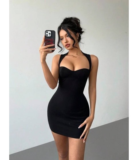 Kadın Sırtı Kalp Detaylı Likralı Esnek Kumaş Mini Boy Elbise Kadın Sırtı Kalp Detaylı Likralı Esnek Kumaş Mini Boy Elbise