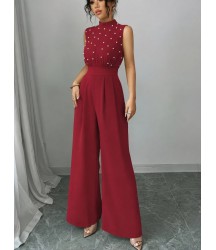 Kadın Balıkçı Yaka Kolsuz Incili Beli Kuşaklı Uzun Janjan Tulum