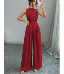 Kadın Balıkçı Yaka Kolsuz Incili Beli Kuşaklı Uzun Janjan Tulum