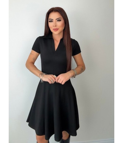 Kadın Kısa Kollu V Yakalı Kısa Modal Elbise