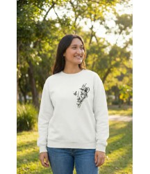 Sevgililer Günü Özel Bisiklet Yaka Baskılı Oversize Sweatshirt - Beyaz