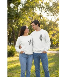 Sevgililer Günü Özel Bisiklet Yaka Baskılı Oversize Sweatshirt - Beyaz