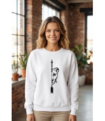 Sevgililer Günü Baskılı Oversize Bisiklet Yaka Sweatshirt - Beyaz