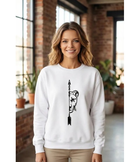 Sevgililer Günü Baskılı Oversize Bisiklet Yaka Sweatshirt - Beyaz