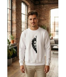 Oversize Bisiklet Yaka Sevgililer Günü Baskılı Sweatshirt - Beyaz