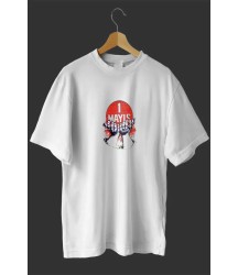 1 Mayıs Emek Ve Dayanışma Günü Baskılı Oversize Bisiklet Yaka T-shirt - Beyaz