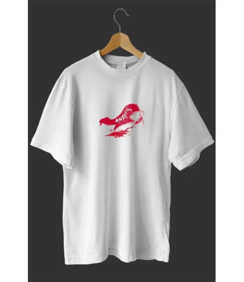 1 Mayıs Emekçiler Günü Baskılı Oversize Bisiklet Yaka T-shirt - Beyaz