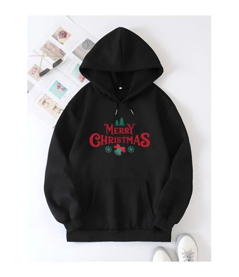 Yılbaşı Merry Christmas Baskılı Oversize Kapüşonlu Sweatshirt Hoodie - Siyah Yılbaşı Merry Christmas Baskılı Oversize Kapüşonlu Sweatshirt Hoodie - Siyah