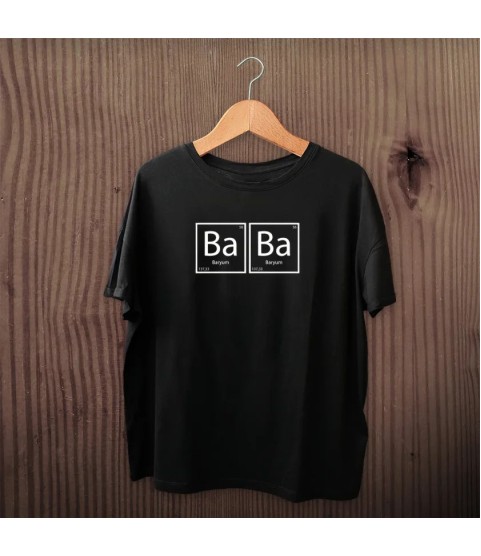 Babalar Günü Hediye Baba Temalı Baskılı Oversize Bisiklet Yaka T-shirt - Siyah