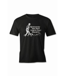 24 Kasım Öğretmenler Günü Hediye Baskılı Oversize Bisiklet Yaka T-shirt - Siyah