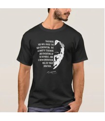 24 Kasım Öğretmenler Günü Temalı Baskılı Bisiklet Yaka T-shirt - Siyah