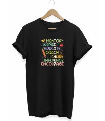24 Kasım Öğretmenler Günü Hediye Temalı Oversize Bisiklet Yaka T-shirt - Siyah