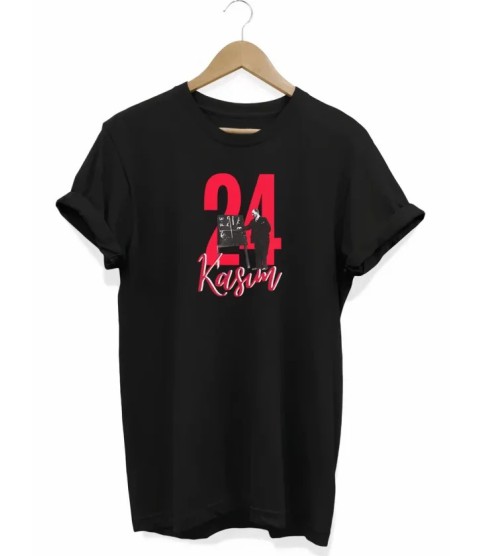 24 Kasım Öğretmenler Günü Öğretmen Hediyesi Baskılı Oversize T-shirt - Siyah