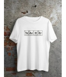24 Kasım Kimya Öğretmeni Hediyesi Baskılı Bisiklet Yaka T-shirt - Beyaz