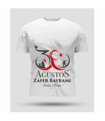 30 Ağustos Zafer Bayramı Baskılı Oversize Bisiklet Yaka T-shirt