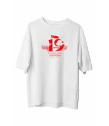 19 Mayıs Atatürk Temalı Gençlik Ve Spor Bayramı Bisiklet Yaka T-shirt - Beyaz