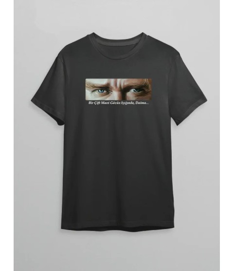 10 Kasım Atatürkü Anma Günü Baskılı Oversize Bisiklet Yaka T-shirt - Siyah