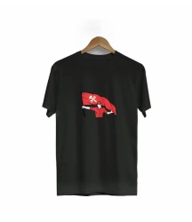 1 Mayıs Emek Ve Dayanışma Bayraklı Emekçi Baskılı Bisiklet Yaka T-shirt - Siyah