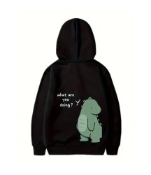 Sevgililer Günü Baskılı Oversize Kapüşonlu Sweatshirt Hoodie - Siyah