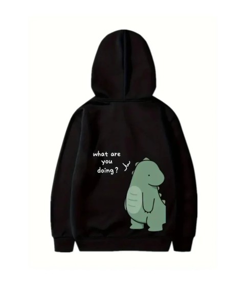 Sevgililer Günü Baskılı Oversize Kapüşonlu Sweatshirt Hoodie - Siyah
