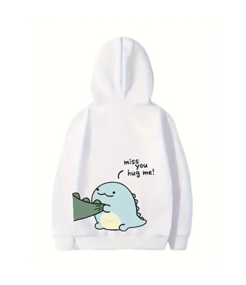 Sevgililer Günü Baskılı Oversize Kapüşonlu Sweatshirt Hoodie - Beyaz