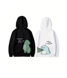 Sevgililer Günü Baskılı Oversize Kapüşonlu Sweatshirt Hoodie - Beyaz