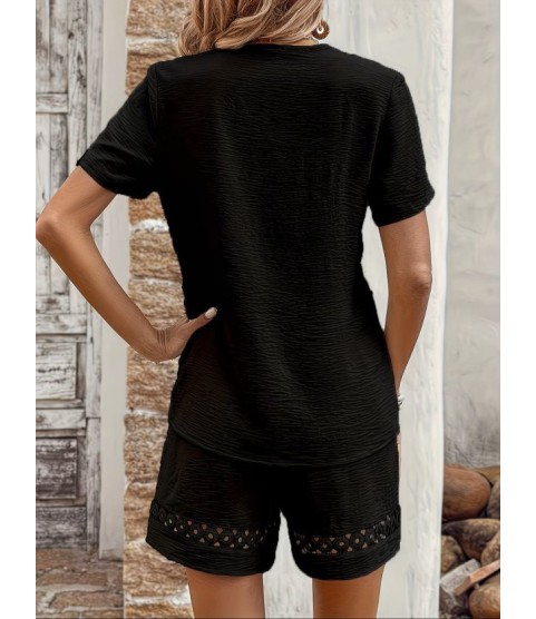 Kadın Kısa Kollu V Yakalı Bluz Ve Short Ikili Takım