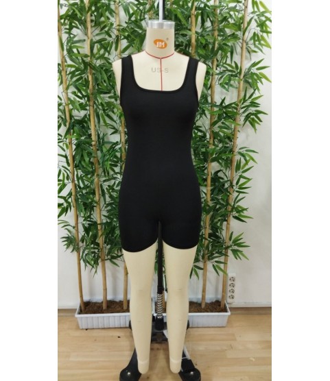 Kadın Kare Yaka Sırt Dekolte Detay Dalgıç Bodycon Mini Tulum