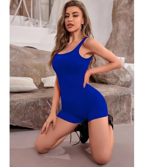 Kadın Kare Yaka Sırt Dekolte Detay Dalgıç Bodycon Mini Tulum