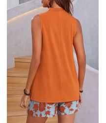 Kadın Askılı V Yakalı Sandy Bluz Ve Desenli Short Ikili Takım