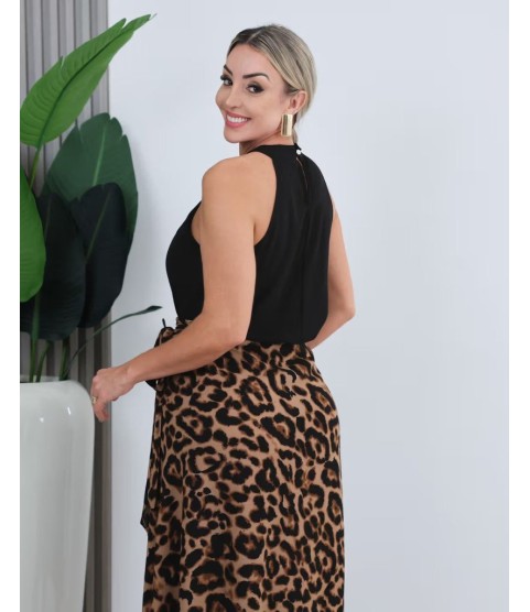 Kadın önden Bağlamalı Leopar Desenli Süprem Uzun Etek Kadın önden Bağlamalı Leopar Desenli Süprem Uzun Etek
