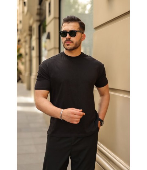 Erkek Kolları Dar Kesim Rahat Kalıp Basic Tişört