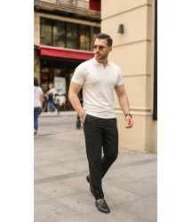 Erkek Düğmeli Yaka Pamuk Triko Tişört
