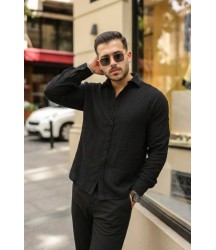 Erkek Rahat Kalıp Pamuklu Müslin Kumaş Gömlek